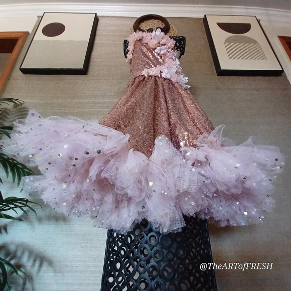 Rose Gold Sequin Kids Dress - Picture 12 of 12